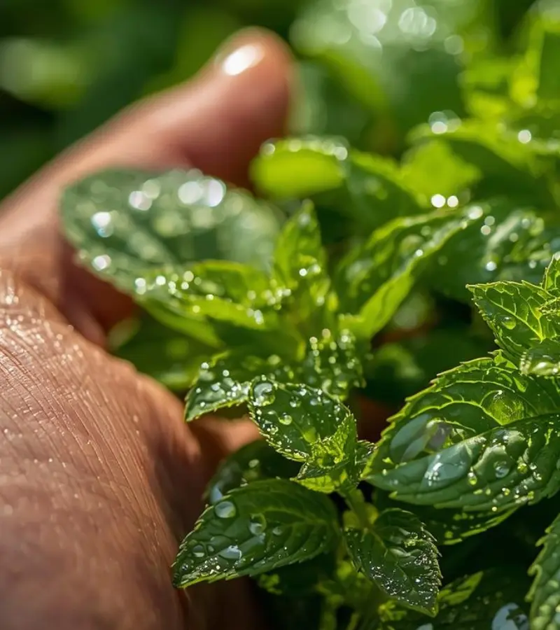 Frisch geerntete Minze auf einem tunesischen Feld – Verdeva Export